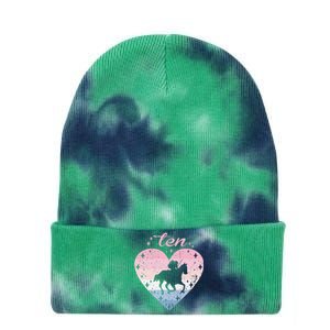 10 Year Old Cute Horse Riding Birthday Tie Dye 12in Knit Beanie