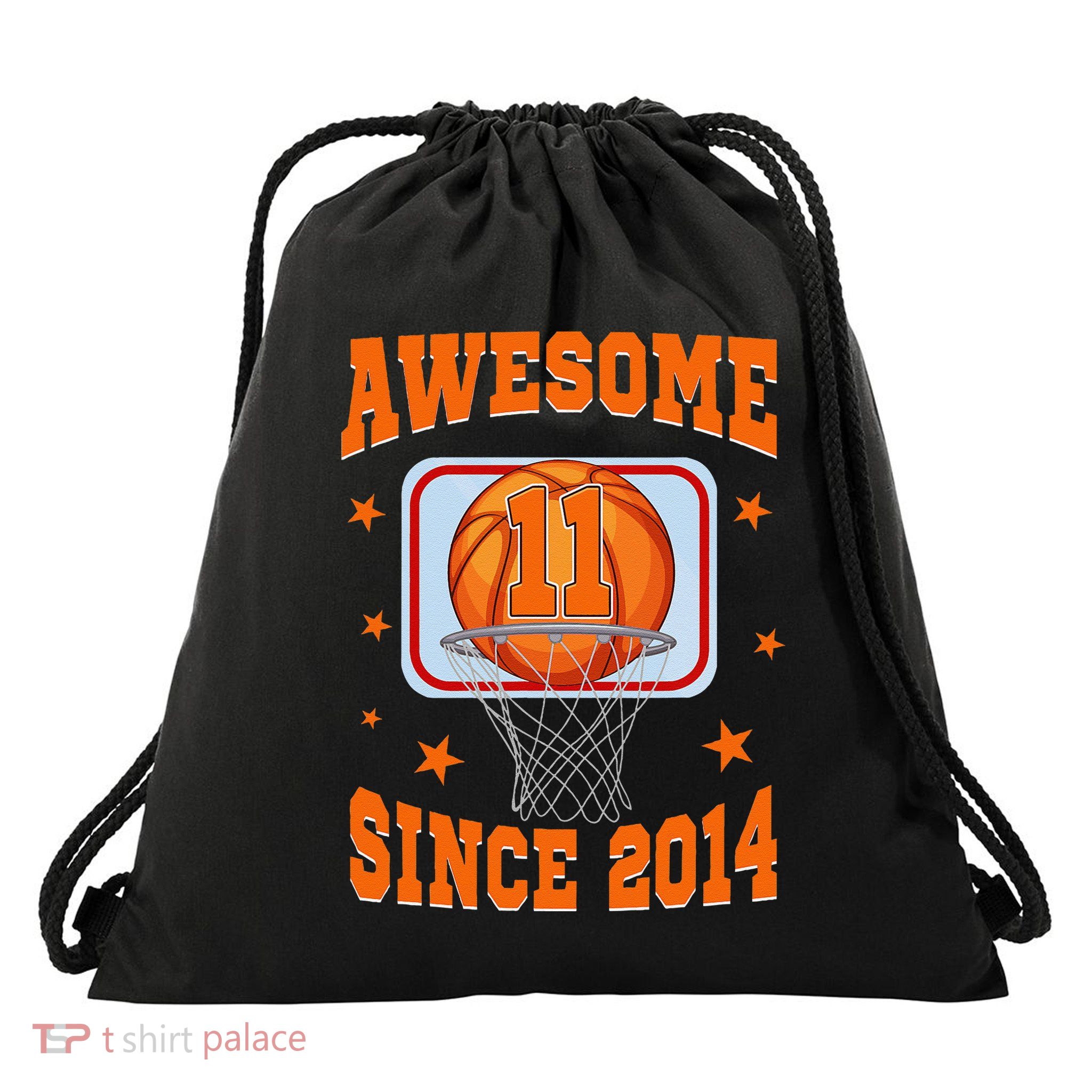 11 Year Old Awesome Since 2014 11th Birthday Basketball Drawstring Bag