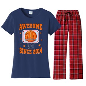 11 Year Old Awesome Since 2014 11th Birthday Basketball Women's Flannel Pajama Set