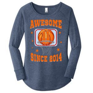 11 Year Old Awesome Since 2014 11th Birthday Basketball Women's Perfect Tri Tunic Long Sleeve Shirt