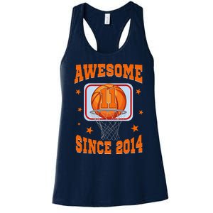 11 Year Old Awesome Since 2014 11th Birthday Basketball Women's Racerback Tank