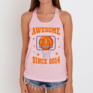 11 Year Old Awesome Since 2014 11th Birthday Basketball Women's Knotted Racerback Tank