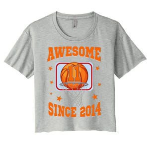 11 Year Old Awesome Since 2014 11th Birthday Basketball Women's Crop Top Tee