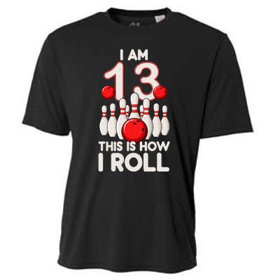 13 Year Old Bowling Party 13th Birthday Is How I Roll Cooling Performance Crew T-Shirt