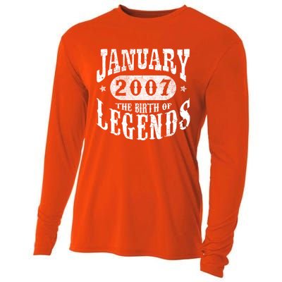 16 Years Old 16th Birthday January 2007 Birth Of Legend Funny Gift Cooling Performance Long Sleeve Crew