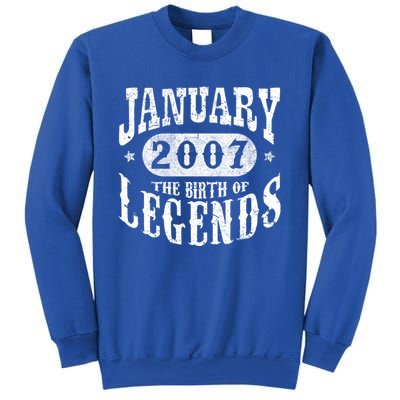 16 Years Old 16th Birthday January 2007 Birth Of Legend Funny Gift Sweatshirt