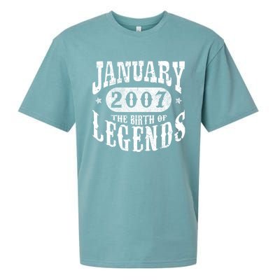 16 Years Old 16th Birthday January 2007 Birth Of Legend Funny Gift Sueded Cloud Jersey T-Shirt