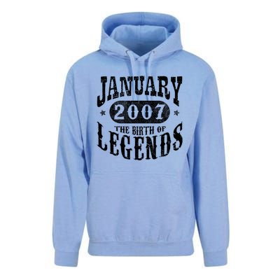 16 Years Old 16th Birthday January 2007 Birth Of Legend Funny Gift Unisex Surf Hoodie