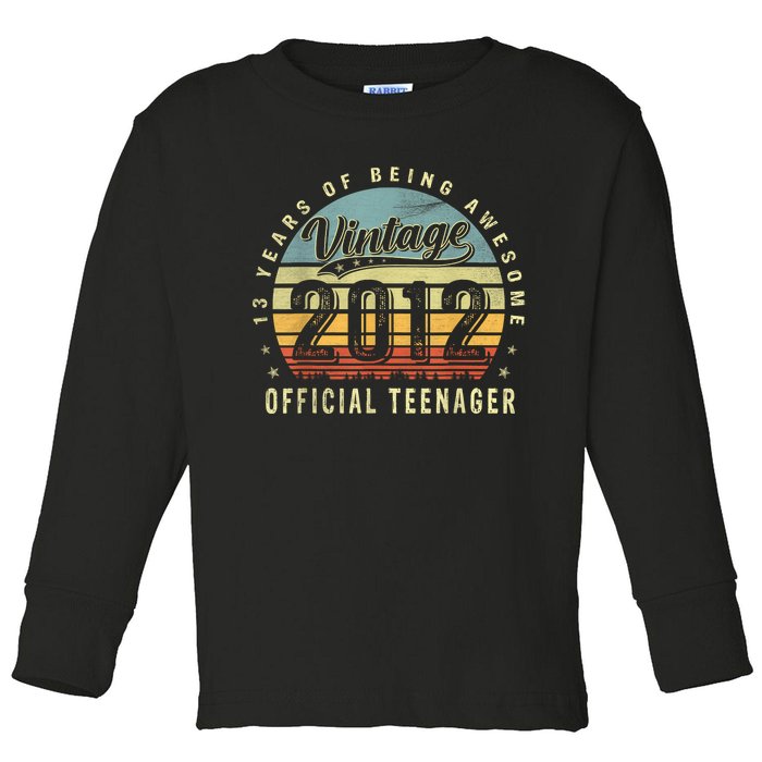 13 Yr Old Gifts Vintage 2012 Teenager 13th Birthday Toddler Long Sleeve Shirt