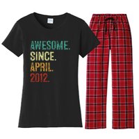 12 Year Old Awesome Since April 2012 12th Birthday Women's Flannel Pajama Set