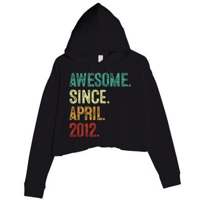 12 Year Old Awesome Since April 2012 12th Birthday Crop Fleece Hoodie