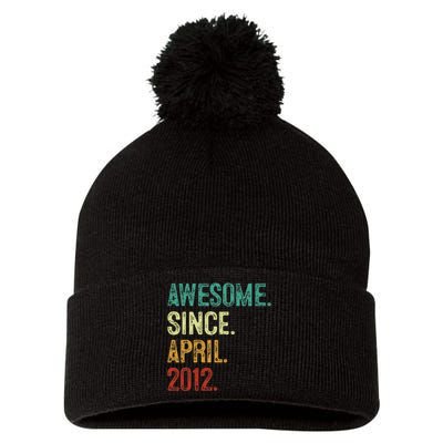 12 Year Old Awesome Since April 2012 12th Birthday Pom Pom 12in Knit Beanie