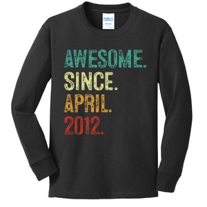 12 Year Old Awesome Since April 2012 12th Birthday Kids Long Sleeve Shirt