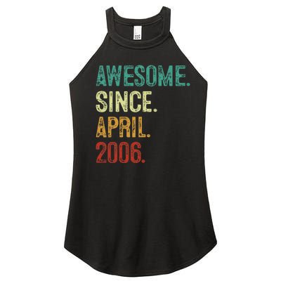 18 Year Old Awesome Since April 2006 18th Birthday Women’s Perfect Tri Rocker Tank