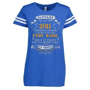 12 Year Old 12th Birthday Gift Awesome Since January 2011 Enza Ladies Jersey Football T-Shirt