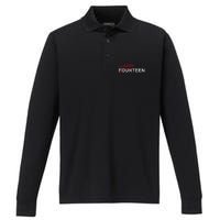 14 Year Old Birthday Ands Quarantine Performance Long Sleeve Polo