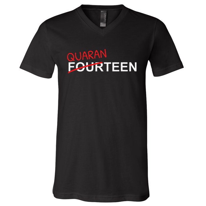 14 Year Old Birthday Ands Quarantine V-Neck T-Shirt