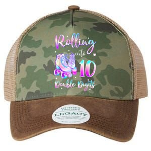 10 Years Old Birthday Girl Rolling Into 10th Double Digits Legacy Tie Dye Trucker Hat