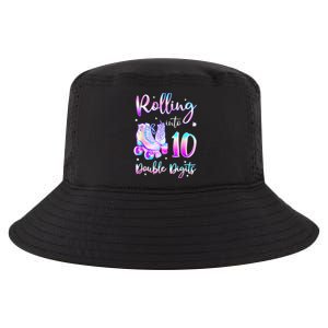 10 Years Old Birthday Girl Rolling Into 10th Double Digits Cool Comfort Performance Bucket Hat