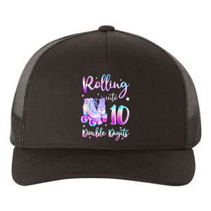 10 Years Old Birthday Girl Rolling Into 10th Double Digits Yupoong Adult 5-Panel Trucker Hat