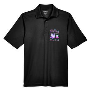 10 Years Old Birthday Girl Rolling Into 10th Double Digits Men's Origin Performance Pique Polo