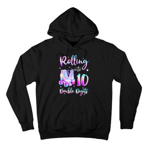 10 Years Old Birthday Girl Rolling Into 10th Double Digits Hoodie