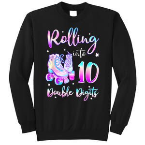 10 Years Old Birthday Girl Rolling Into 10th Double Digits Sweatshirt