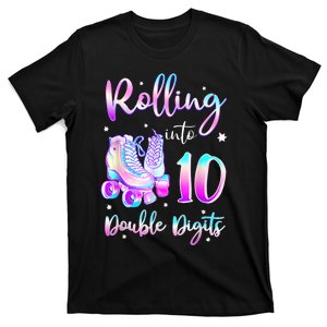 10 Years Old Birthday Girl Rolling Into 10th Double Digits T-Shirt