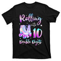 10 Years Old Birthday Girl Rolling Into 10th Double Digits T-Shirt