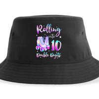 10 Years Old Birthday Girl Rolling Into 10th Double Digits Sustainable Bucket Hat