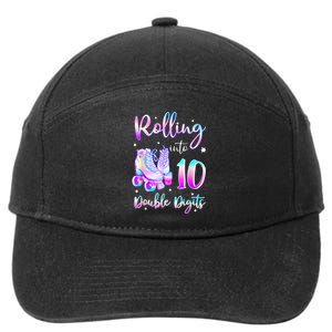 10 Years Old Birthday Girl Rolling Into 10th Double Digits 7-Panel Snapback Hat