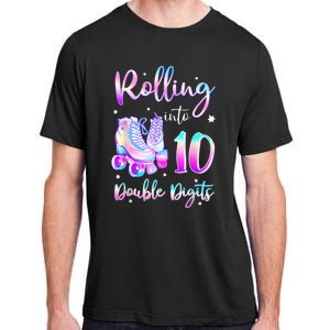 10 Years Old Birthday Girl Rolling Into 10th Double Digits Adult ChromaSoft Performance T-Shirt