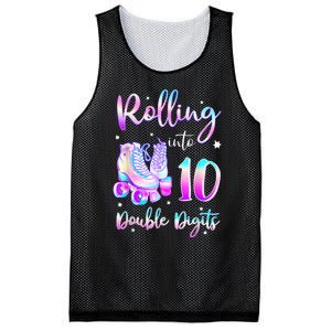 10 Years Old Birthday Girl Rolling Into 10th Double Digits Mesh Reversible Basketball Jersey Tank