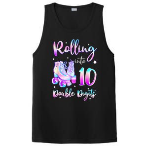 10 Years Old Birthday Girl Rolling Into 10th Double Digits PosiCharge Competitor Tank