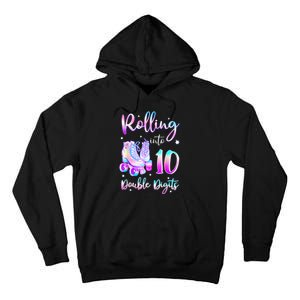 10 Years Old Birthday Girl Rolling Into 10th Double Digits Tall Hoodie