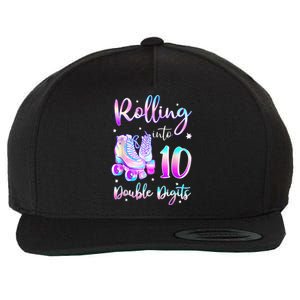 10 Years Old Birthday Girl Rolling Into 10th Double Digits Wool Snapback Cap