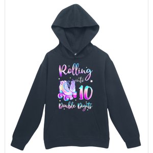 10 Years Old Birthday Girl Rolling Into 10th Double Digits Urban Pullover Hoodie