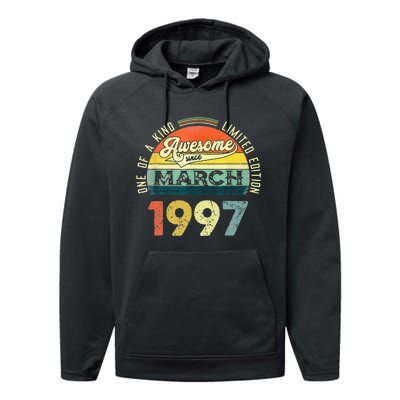 1997 Years Old Vintage 26 March 1997 26th Birthday Performance Fleece Hoodie