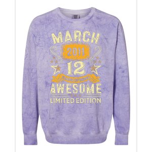 12 Year Old Awesome Since March 2011 12th Birthday Gifts Colorblast Crewneck Sweatshirt