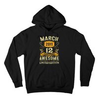 12 Year Old Awesome Since March 2011 12th Birthday Gifts Hoodie