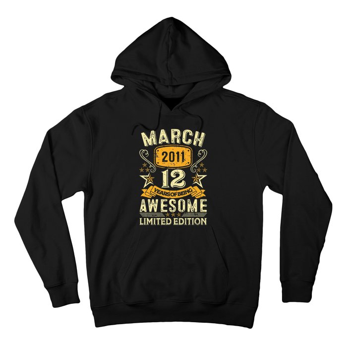 12 Year Old Awesome Since March 2011 12th Birthday Gifts Hoodie