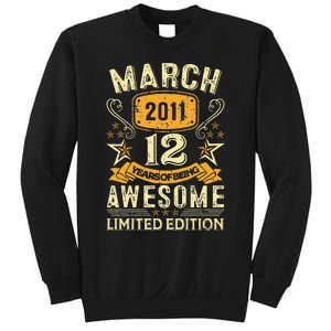 12 Year Old Awesome Since March 2011 12th Birthday Gifts Sweatshirt