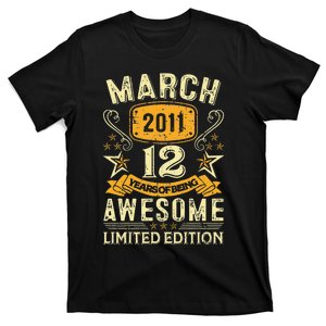 12 Year Old Awesome Since March 2011 12th Birthday Gifts T-Shirt