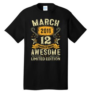 12 Year Old Awesome Since March 2011 12th Birthday Gifts Tall T-Shirt