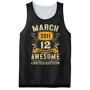 12 Year Old Awesome Since March 2011 12th Birthday Gifts Mesh Reversible Basketball Jersey Tank