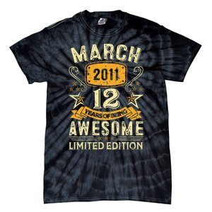 12 Year Old Awesome Since March 2011 12th Birthday Gifts Tie-Dye T-Shirt