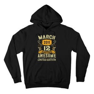 12 Year Old Awesome Since March 2011 12th Birthday Gifts Tall Hoodie