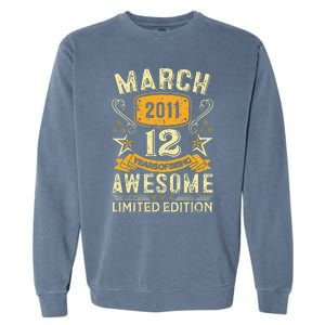 12 Year Old Awesome Since March 2011 12th Birthday Gifts Garment-Dyed Sweatshirt