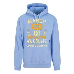 12 Year Old Awesome Since March 2011 12th Birthday Gifts Unisex Surf Hoodie