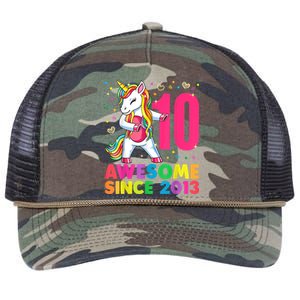 10 Years Old Unicorn Flossing 10th Birthday Girl Party Retro Rope Trucker Hat Cap